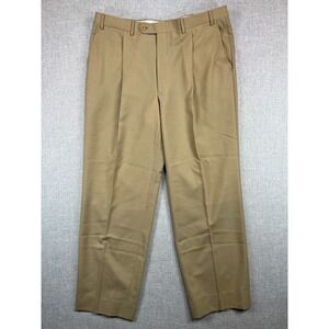 Canali Pleated Wool Dress Trousers Tailored Men 37x29 Tan Made in Italy Luxury